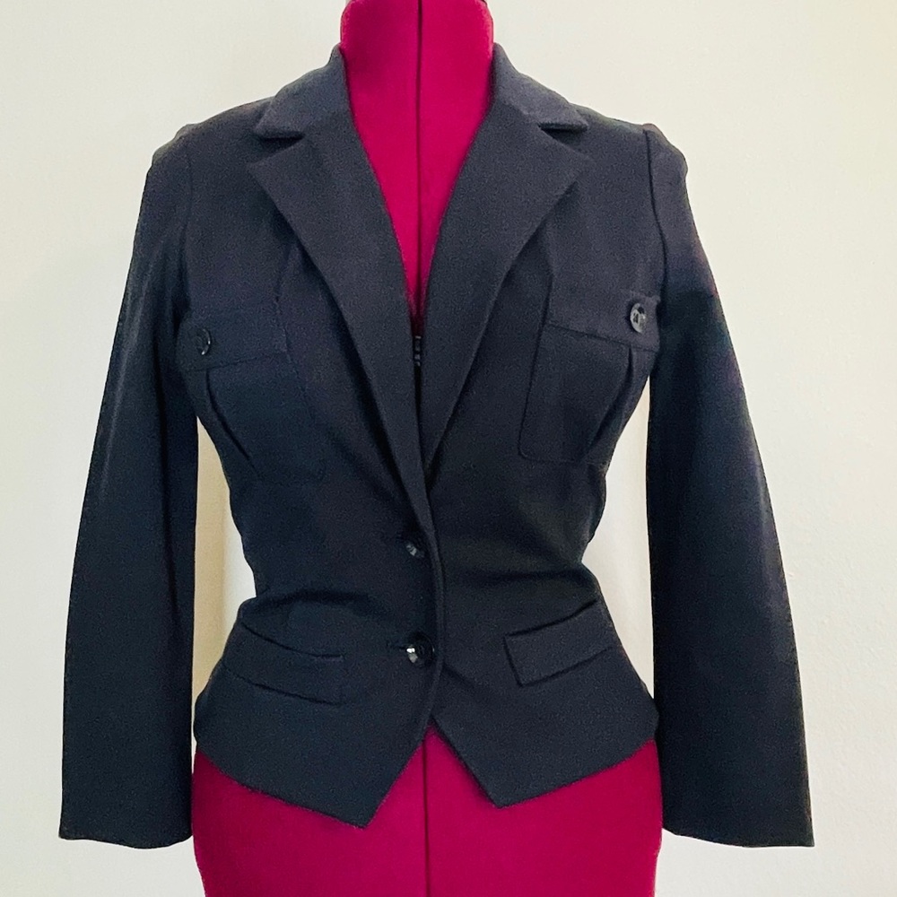 Marc Jacobs Cropped 2 Button Blazer Jacket Navy XS